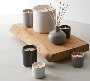 Mason Ceramic Scented Candle, Grey Oak, Graphite Grey, Small - Image 3