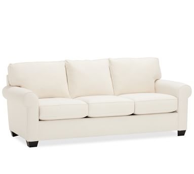 Buchanan Roll Arm Upholstered Sleeper Sofa, Polyester Wrapped Cushions, Performance Heathered Basketweave Alabaster White - Image 3