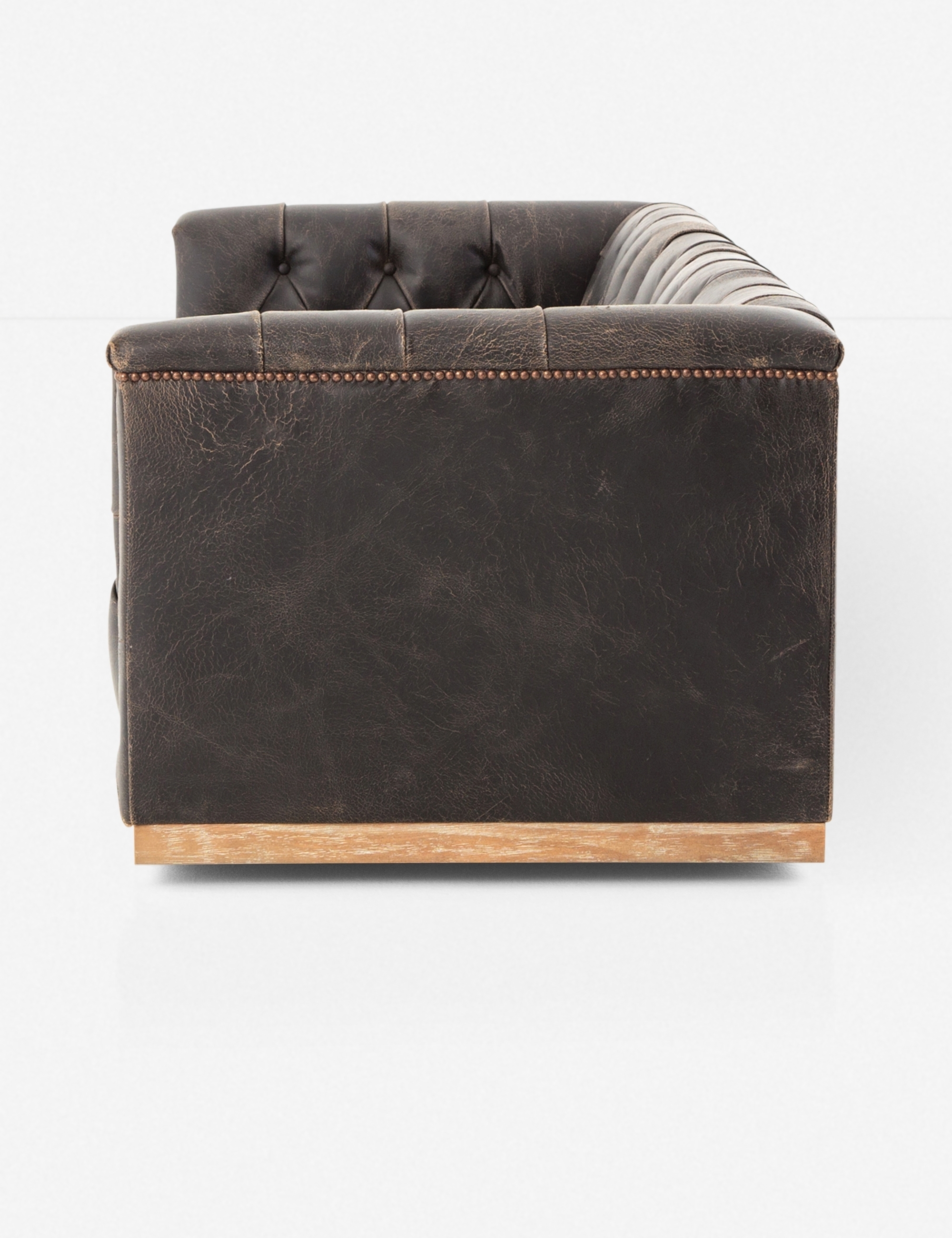 Afia Leather Sofa, Distressed Black - Image 2
