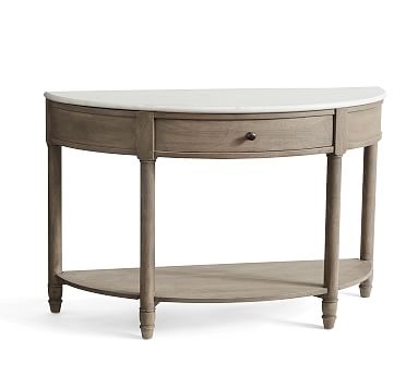 Alexandra 48" Demilune Marble Console Table, Gray Wash - Image 0