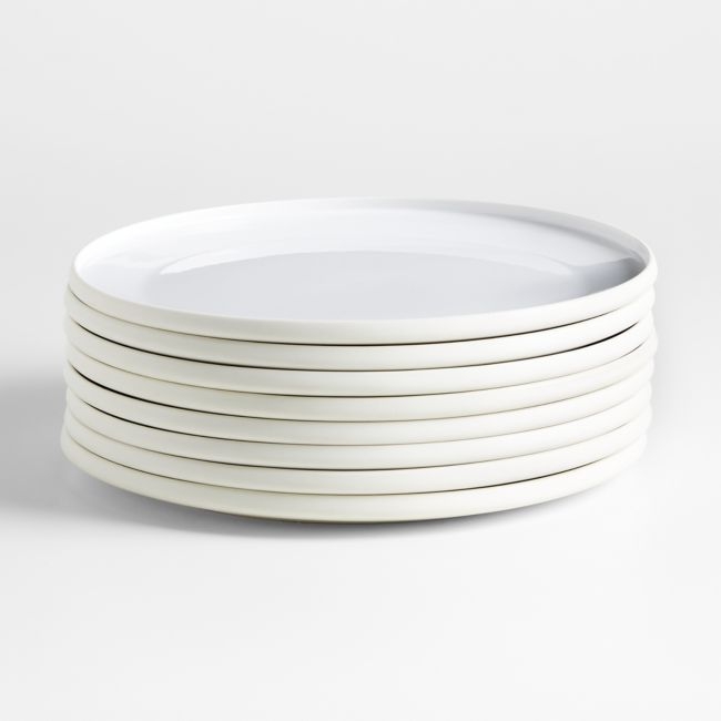 Tour White Porcelain Dinner Plates, Set of 8 - Image 0