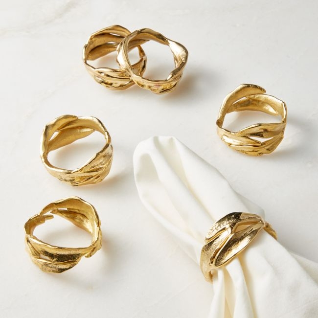 Glora Gold Napkin Rings, Set of 6 - Image 0