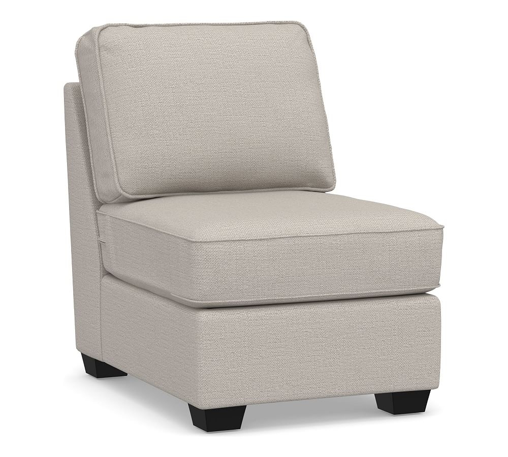 SoMa Fremont Square Arm Upholstered Armless Chair, Polyester Wrapped Cushions, Chunky Basketweave Stone - Image 0