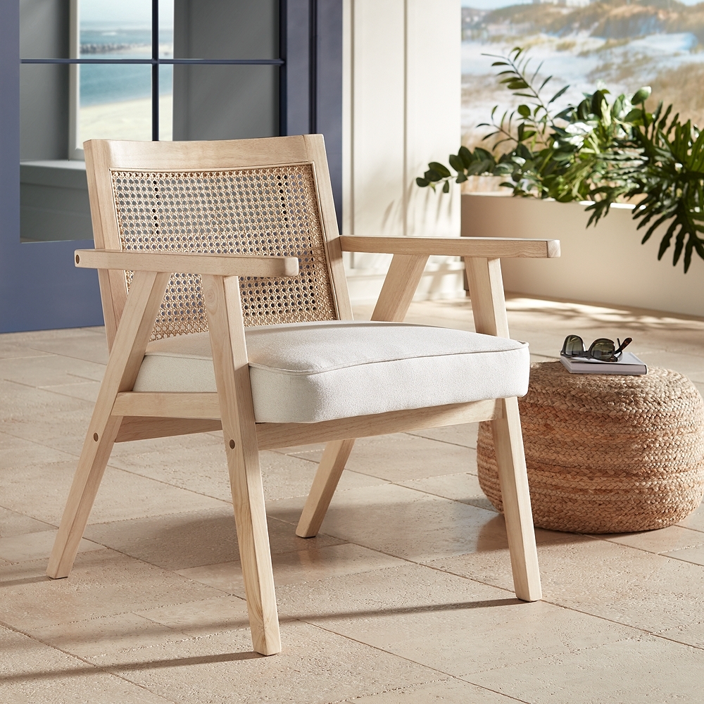 Zuma Beige Fabric Rattan Accent Chair - Image 0