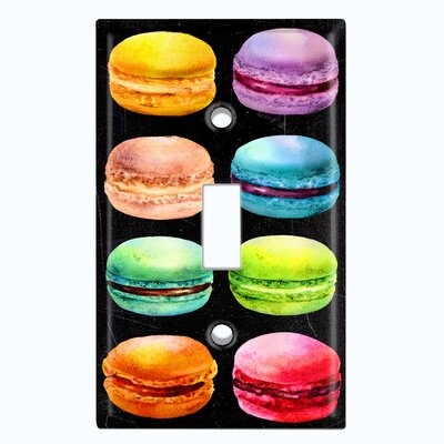 Metal Light Switch Plate Outlet Cover (Colorful Macaron Treat Black  - Single Toggle) - Image 0