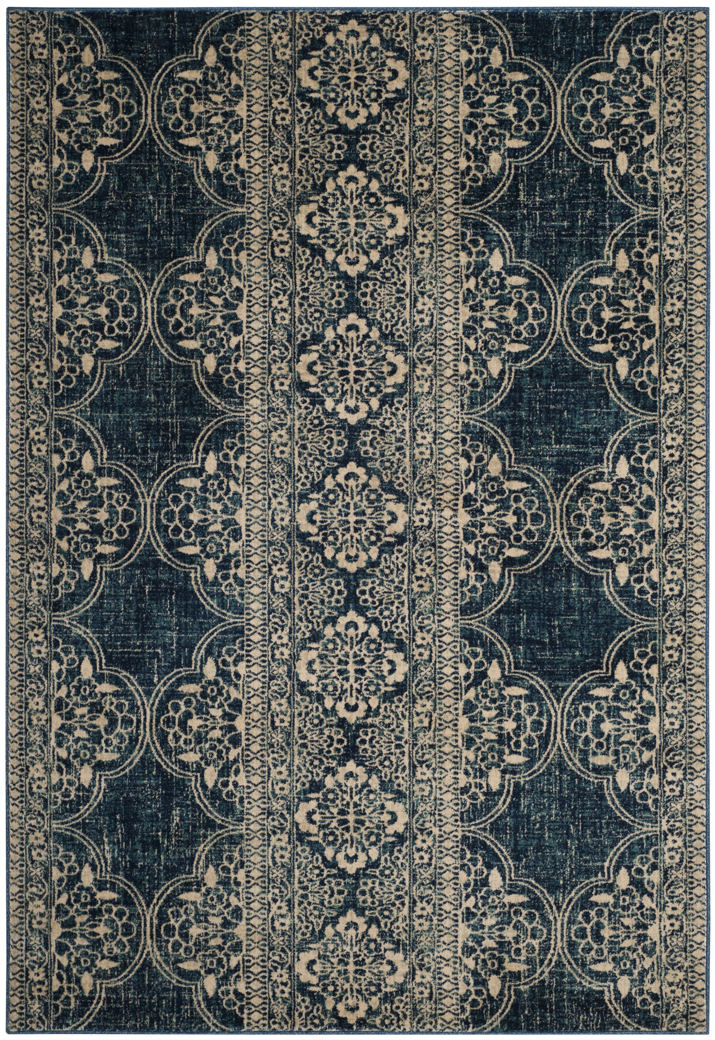 Arlo Home Woven Area Rug, EVK520D, Royal/Ivory,  5' 1" X 7' 6" - Image 0