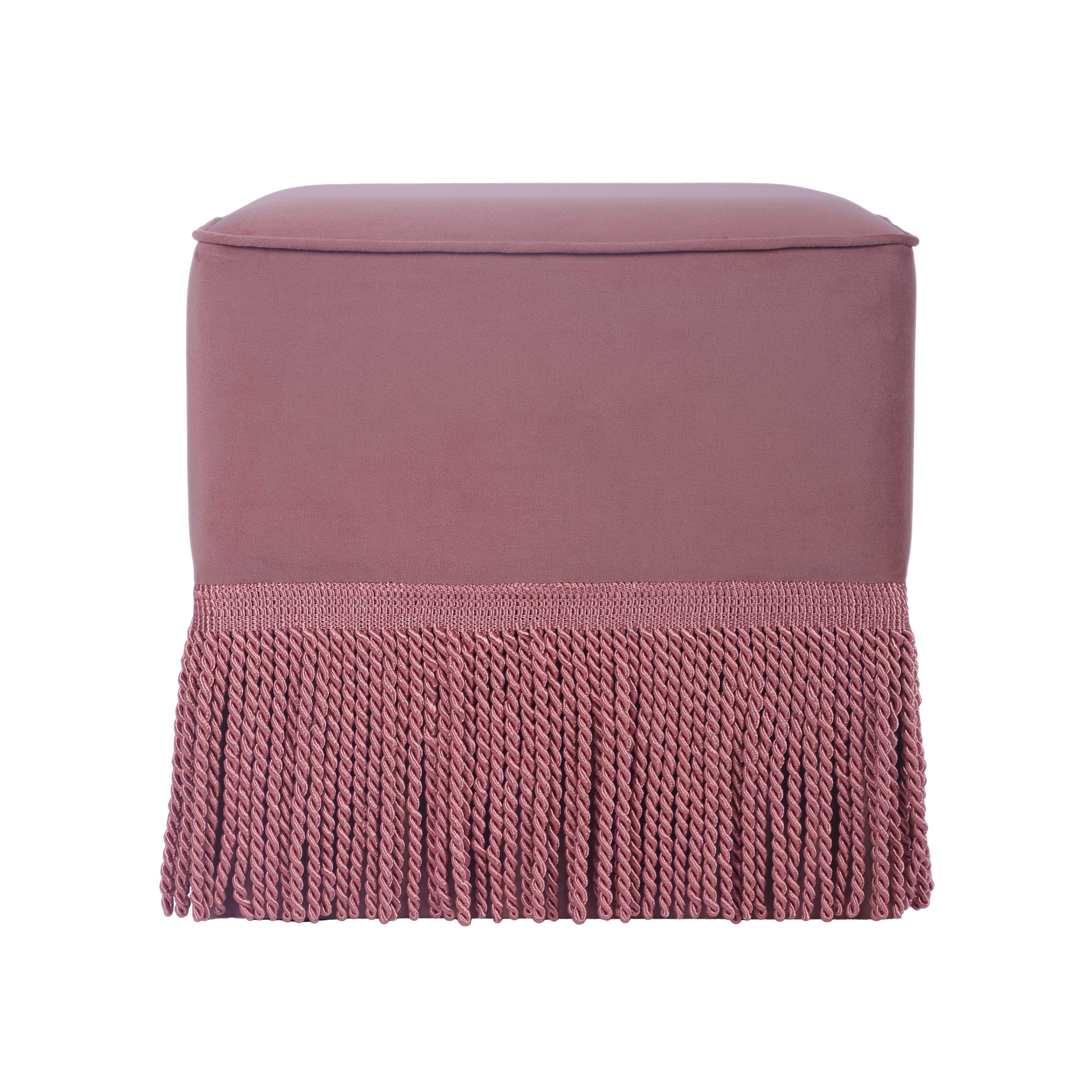 Fenn Mauve Velvet Ottoman - Image 0