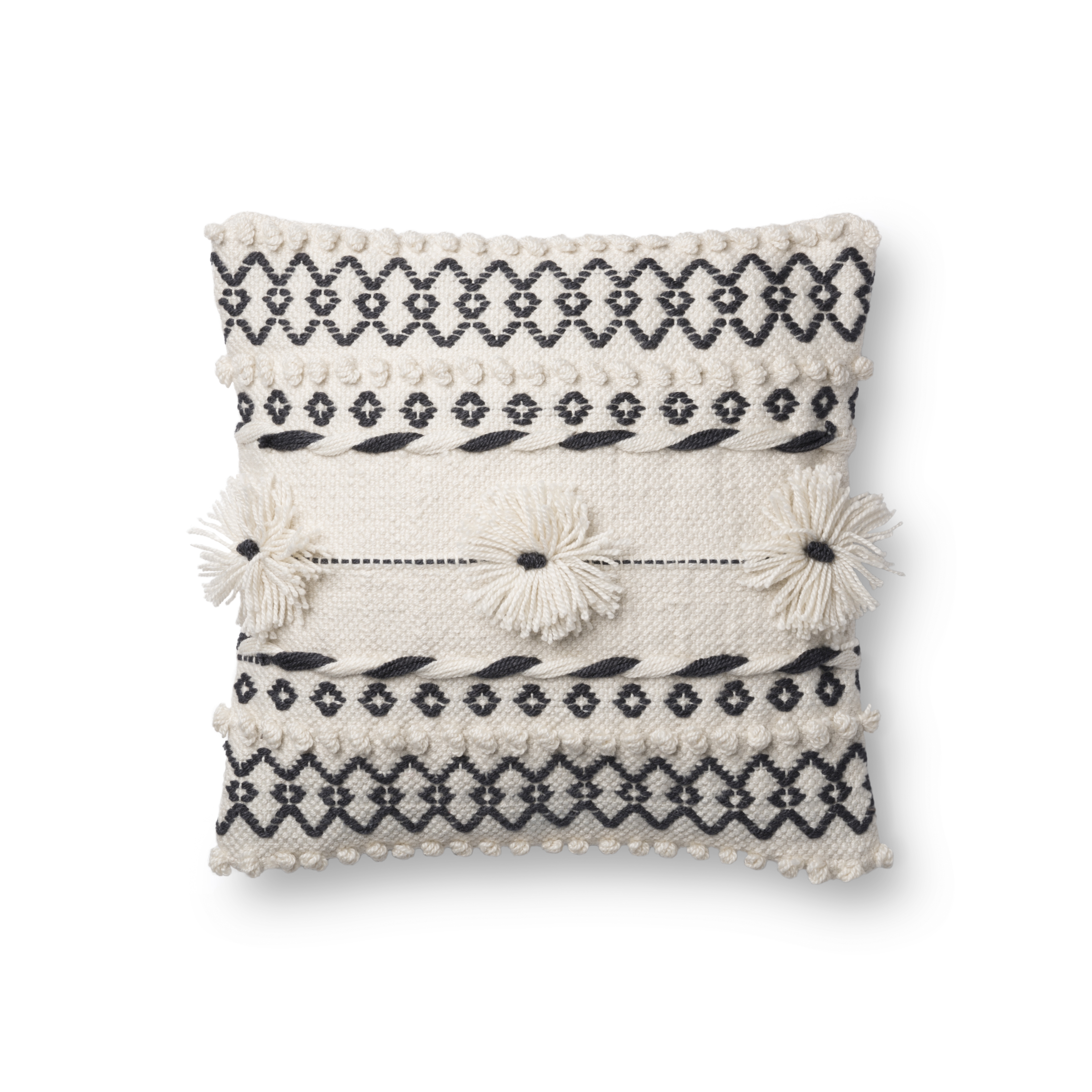 Loloi PILLOWS P0729 Natural / Charcoal 18" x 18" Cover Only - Image 0