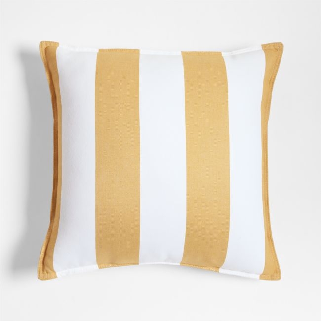 Sunbrella ® 20"x20" Cabana Wheat Yellow Stripe Outdoor Throw Pillow - Image 0