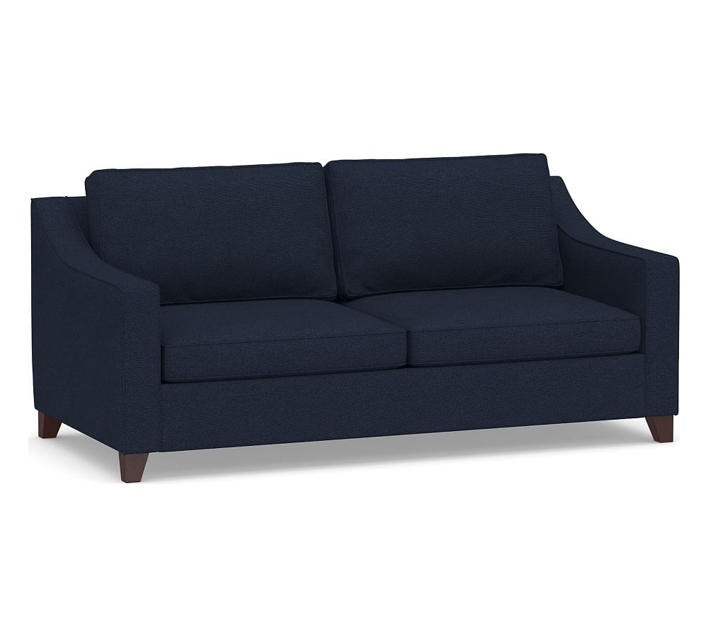 Cameron Slope Arm Upholstered Deep Seat Sofa 2-Seater 85", Polyester Wrapped Cushions, Performance Heathered Basketweave Navy - Image 0