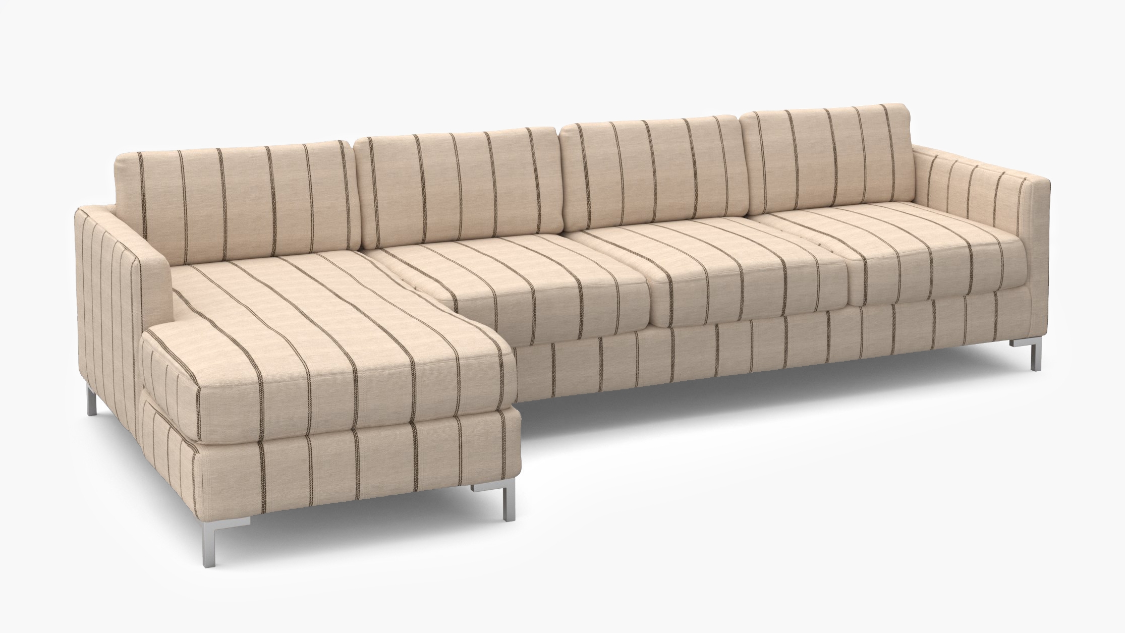 Modern Sectional, Left Facing, Cocoa Felix, Chrome L Leg - Image 0