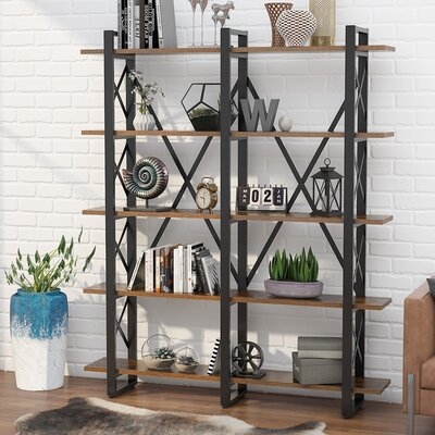 17 Stories Double Wide 5-Shelf Bookcase - Image 0