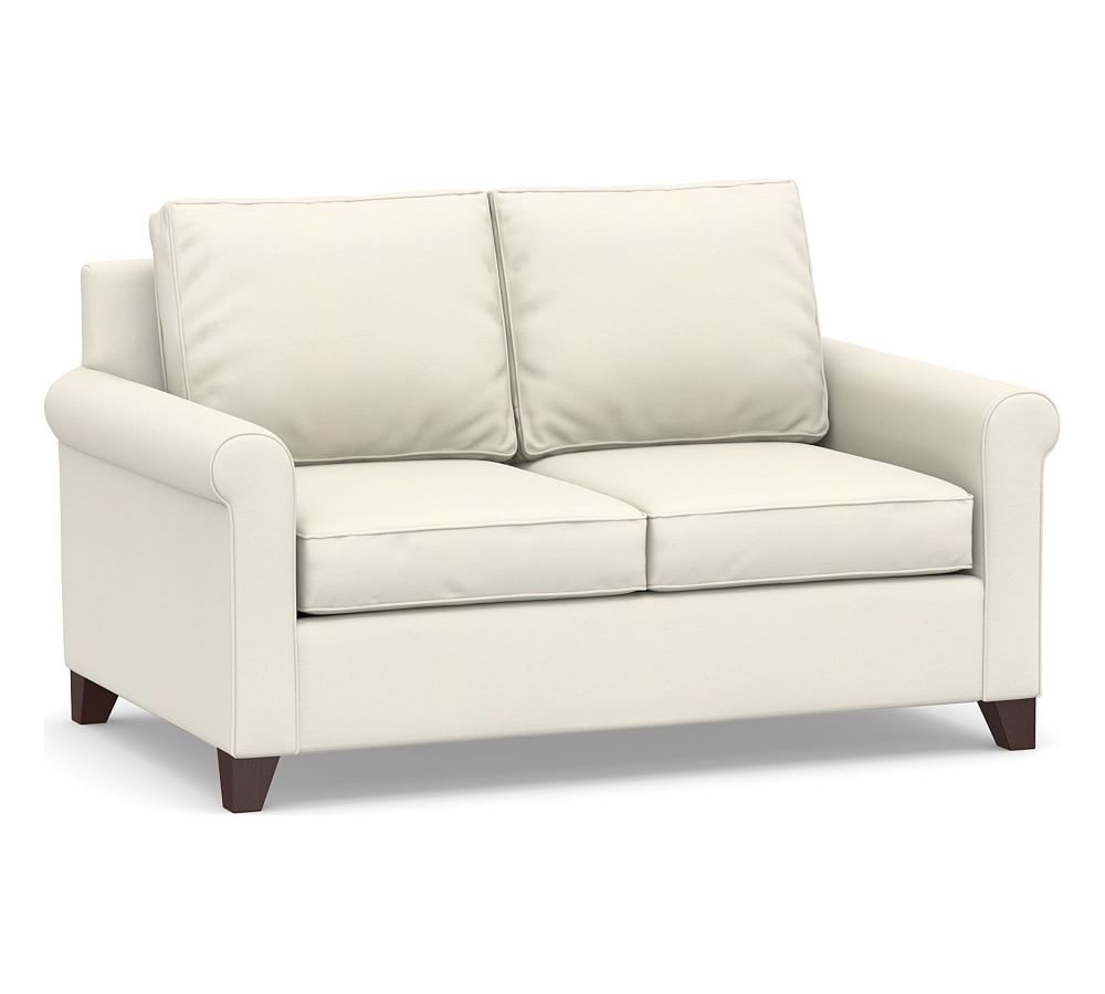 Cameron Roll Arm Upholstered Deep Seat Loveseat, Polyester Wrapped Cushions, Textured Twill Ivory - Image 0