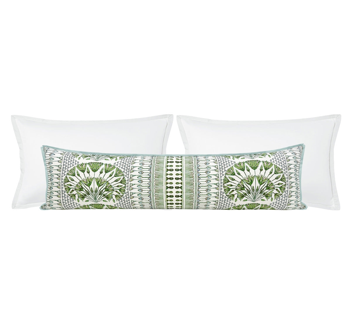 THE XL LUMBAR :: CAIRO // GREEN AND WHITE | THIBAUT - XL LUMBAR 14" X 48" / BUTTERFLY FLANGE / Mineral - Image 0