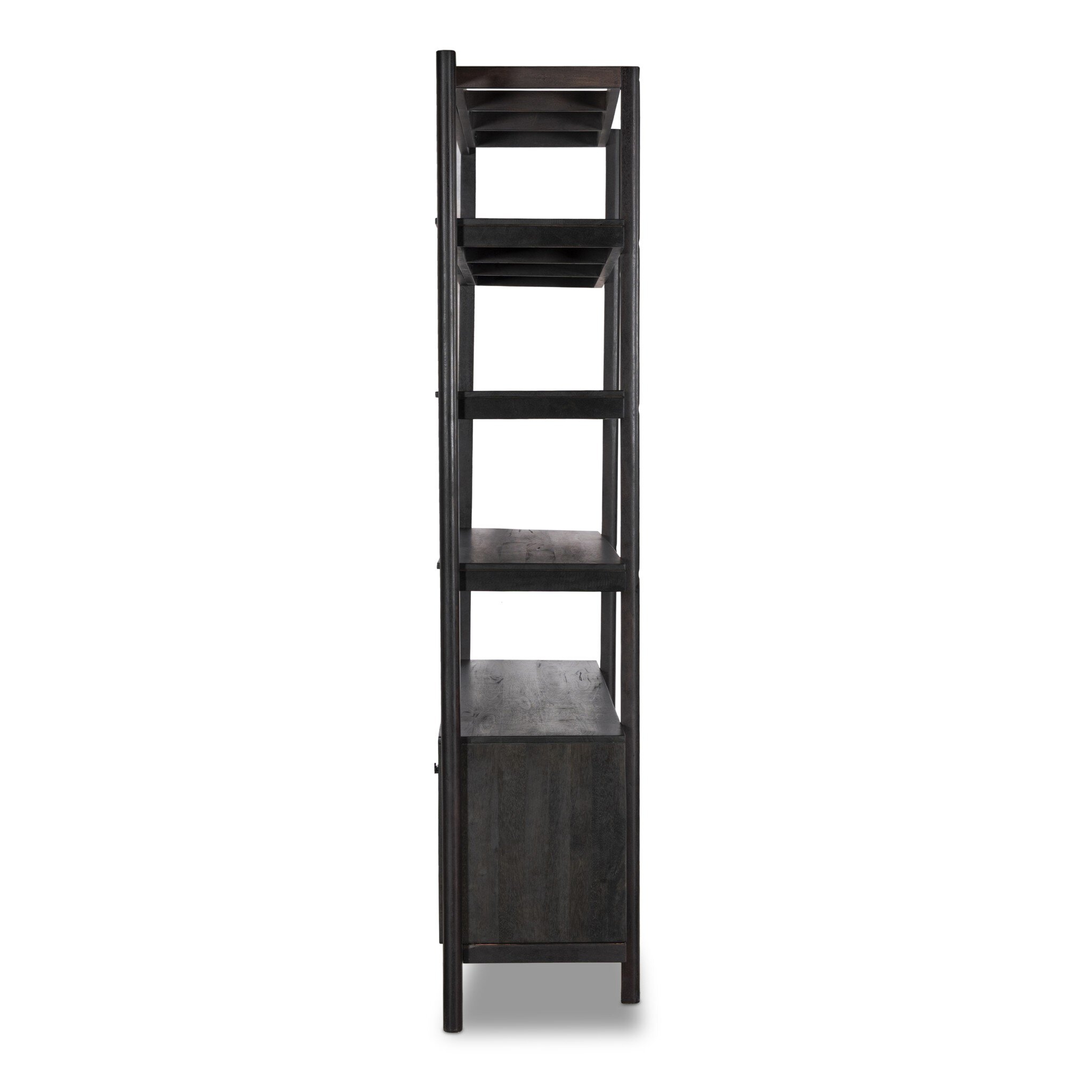 Reza Wide Bookcase - Worn Black Acacia - Image 2