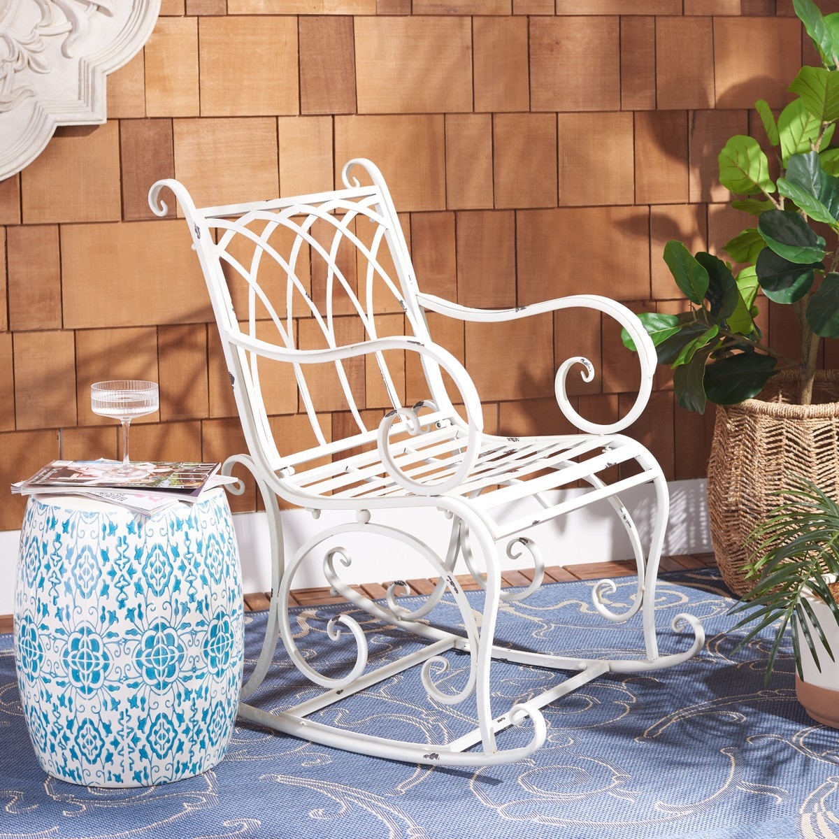 Medrano Rocking Chair - Antique White - Safavieh - Image 1