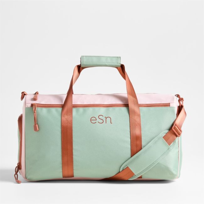 Dreamer Pink and Mint Green Colorblock Kids Duffel Bag - Image 0