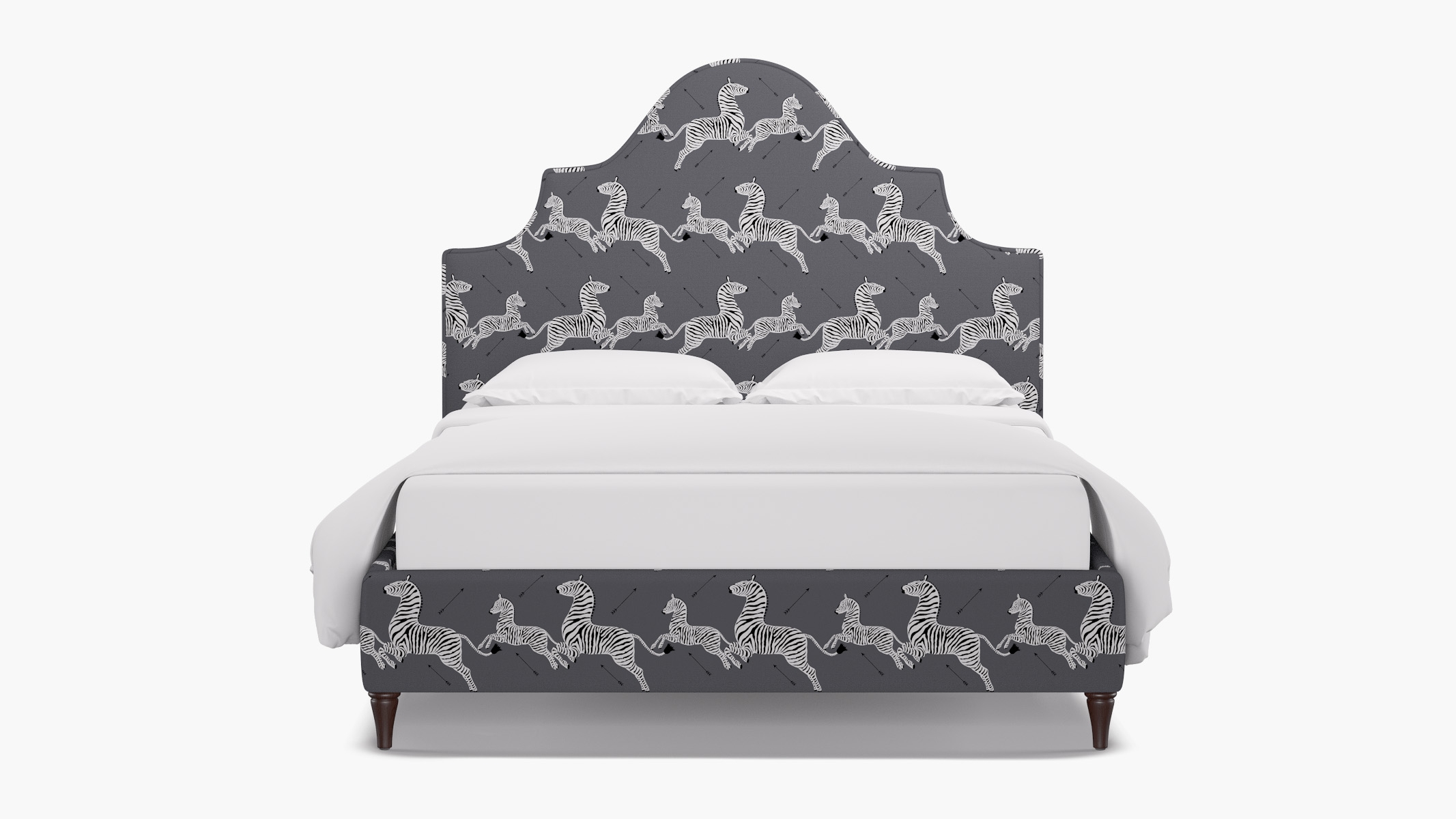 Statement Bed, Slate Zebra, Espresso Decorative Tapered Leg, King - Image 0