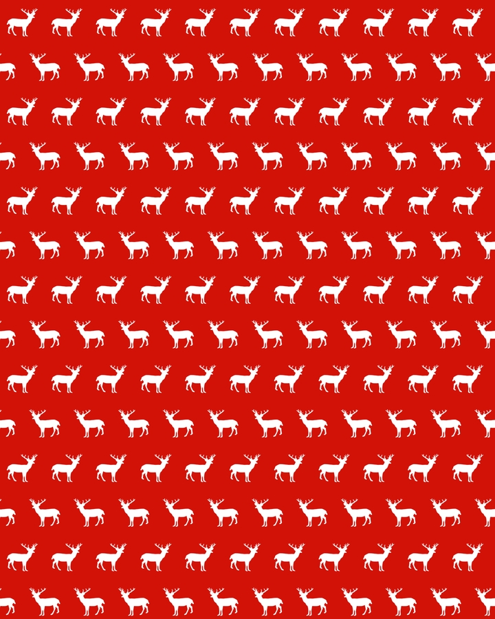 Christmas Deer Reindeer Red And White Minimal Modern Silhouette Holiday Pattern Print Design Couch Throw Pillow by Charlottewinter - Cover (20" x 20") with pillow insert - Outdoor Pillow - Image 1