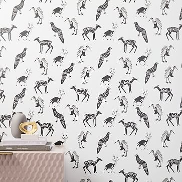 Woodland Animals Wallpaper, Gray Dusk, Single Roll - Image 3