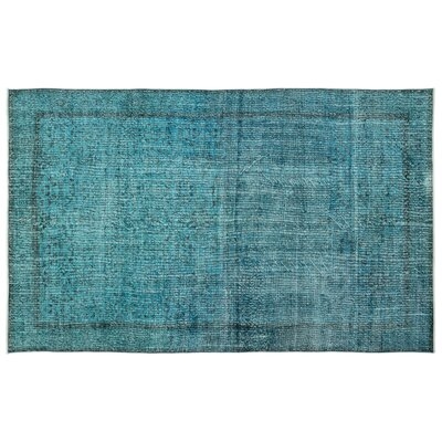One-of-a-Kind Hand-Knotted 1960s Turkish Teal 6'4" x 10'3" Area Rug - Image 0