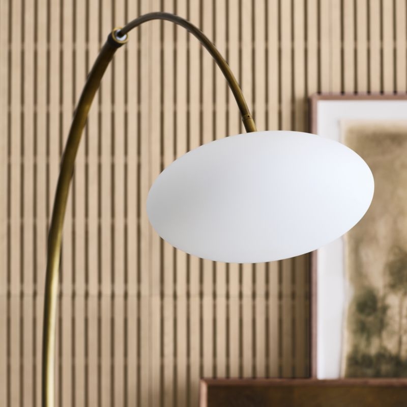 Moon Brass Arc Floor Lamp with Glass Shade - Image 3