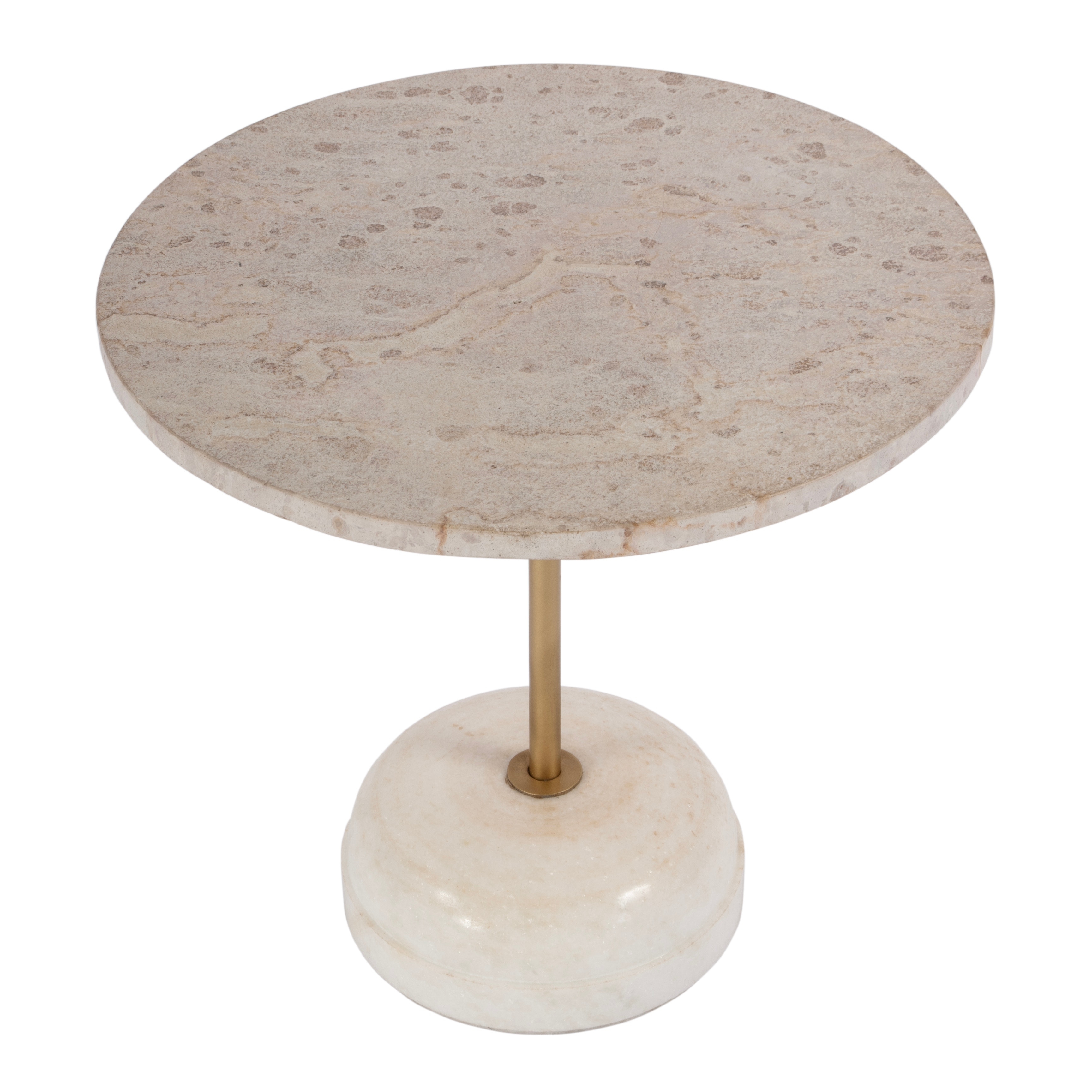 Lucia Marble & Metal Pedestal End Table - Image 3