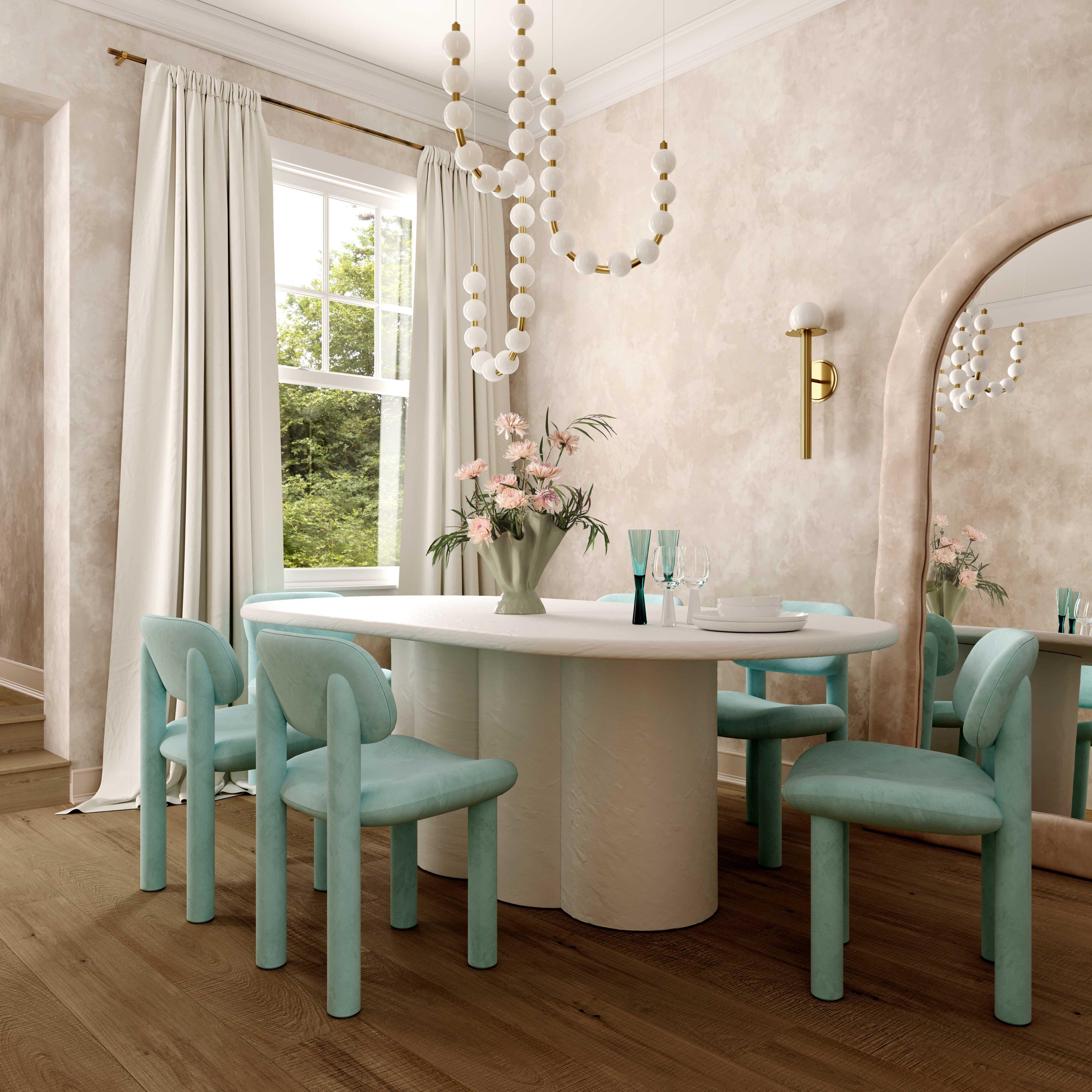 Elise Pale Blue Performance Velvet Dining Chair - Image 1