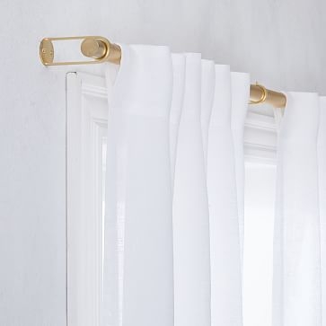 Sheer Belgian Flax Linen Curtain, White, 48" x 108", Unlined, Individual - Image 1