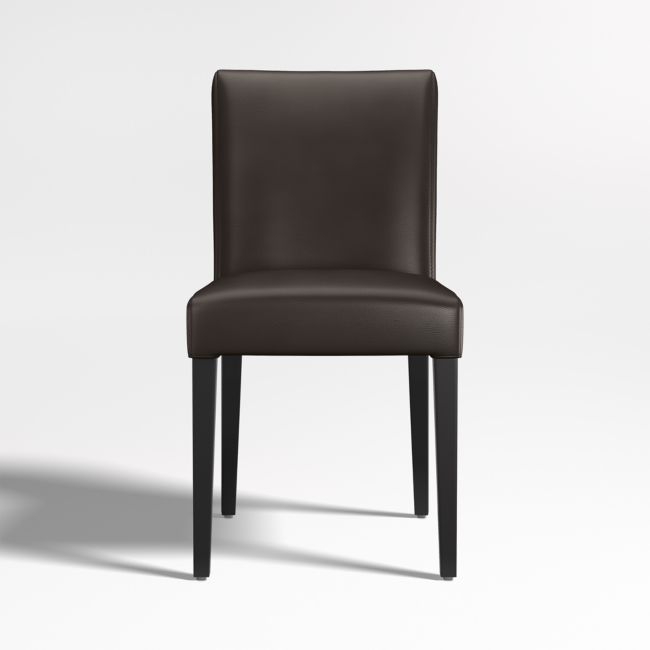 Lowe Chocolate Leather Dining Chair with Ebony Wood Legs - Image 0