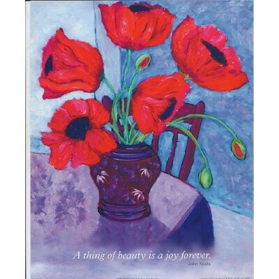 Poppies in Room by Brendan Loughlin - Unframed Painting Print on Paper - Image 0