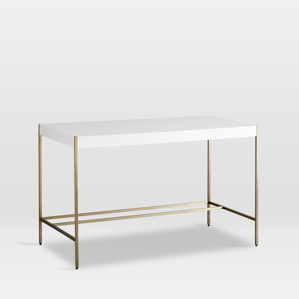 Zane Desk, White Lacquer/Antique Brass - Image 0