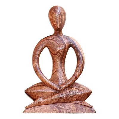 Adrina Handcrafted Meditative Calm Indonesian Suar Wood Yoga Figurine Sculpture - Image 0