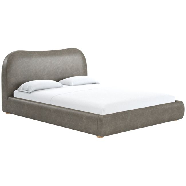 Diana Bello Grey Leather Queen Bed - Image 0