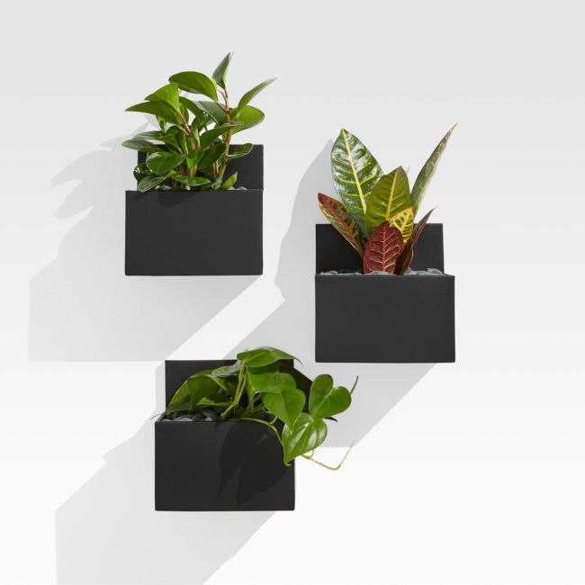 Pocket Black Wall Planters, Set of 3 - Image 0