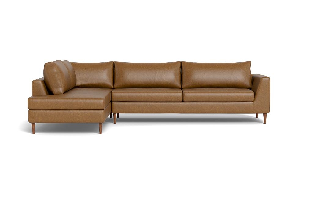 Asher Leather 3-Seat Sectional with Left Bumper - Image 0
