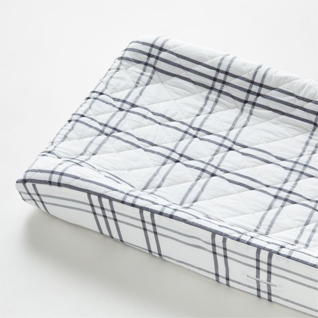 Stax Grey Organic Cotton Baby Changing Pad Cover - Image 1