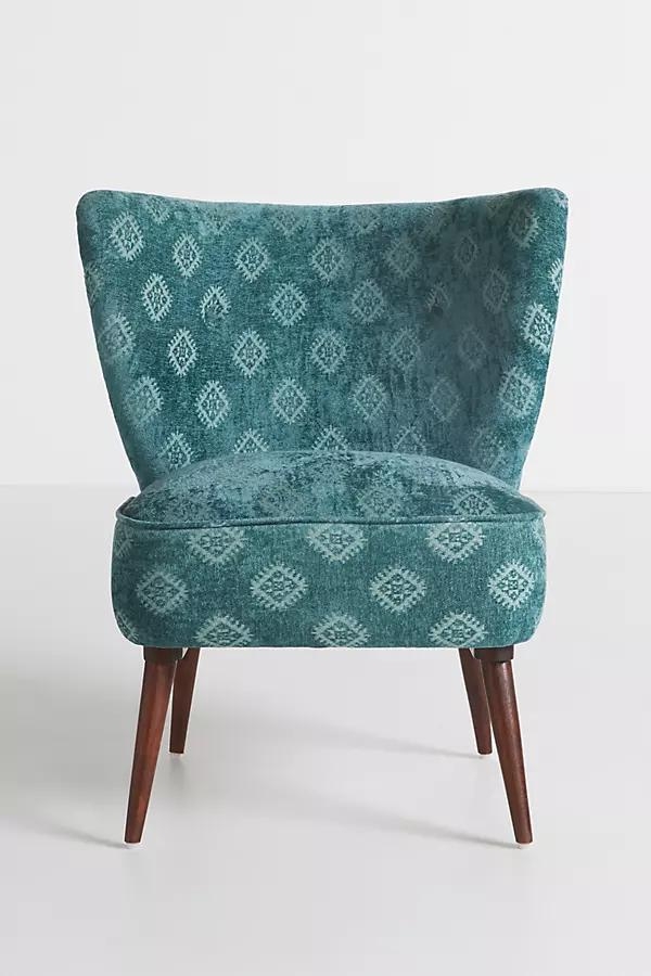 Velvet Rug-Upholstered Petite Accent Chair By Anthropologie in Green - Image 0