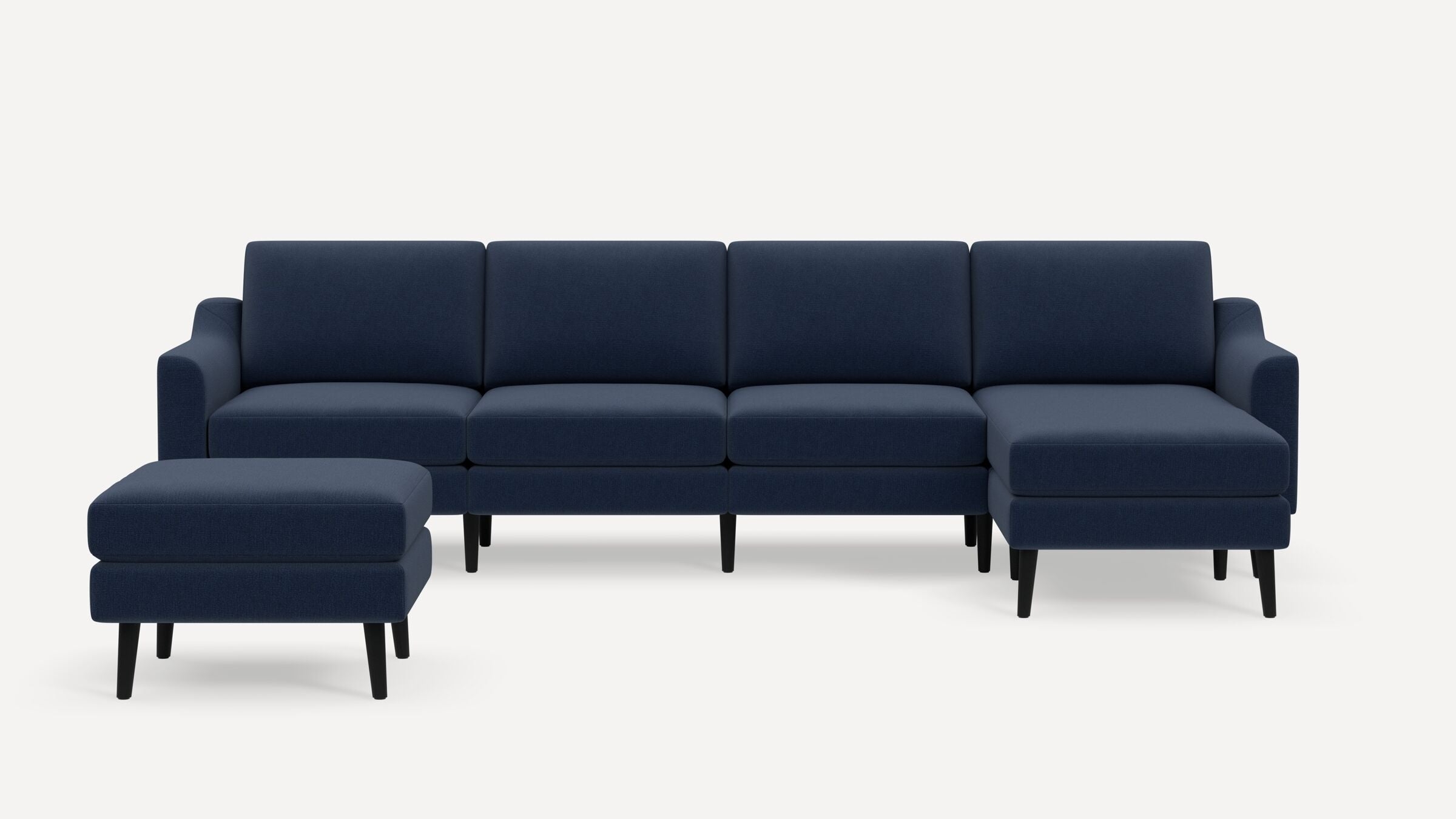 Nomad King Sectional with Ottoman - Navy Blue - Performance Flatweave / Ebony - Wood / Slope - Image 0