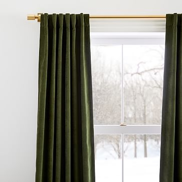 Worn Velvet Curtain, Tarragon, 48"x84" - Image 3