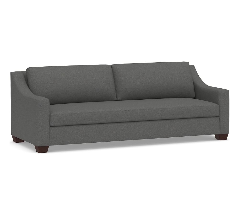 York Slope Arm Upholstered Grand Sofa 95.5" with Bench Cushion, Down Blend Wrapped Cushions, Park Weave Charcoal - Image 0
