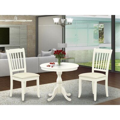 Alcott Hill® Larisa-LWH-C 3 Piece Dining Room Set - 1 Dining Table And 2 Linen White Dining Chairs - Linen White Finish - Image 0
