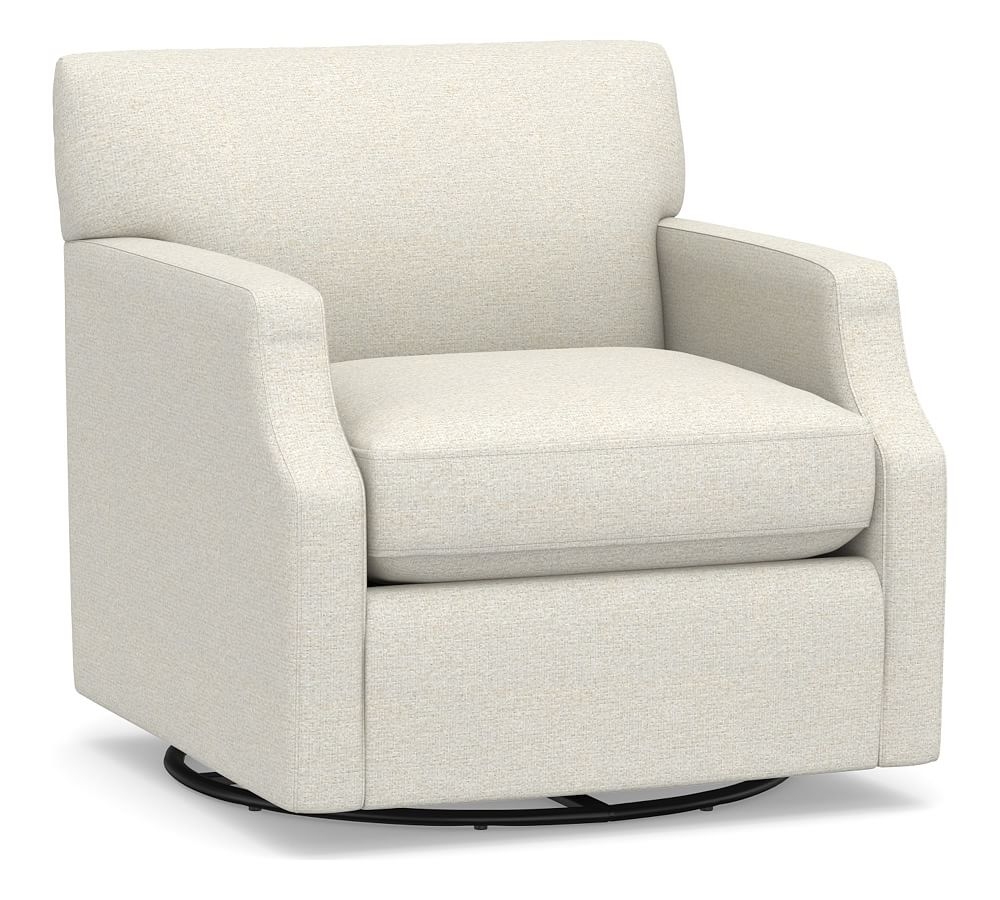 SoMa Hazel Upholstered Swivel Armchair, Polyester Wrapped Cushions, Performance Boucle Oatmeal - Image 0