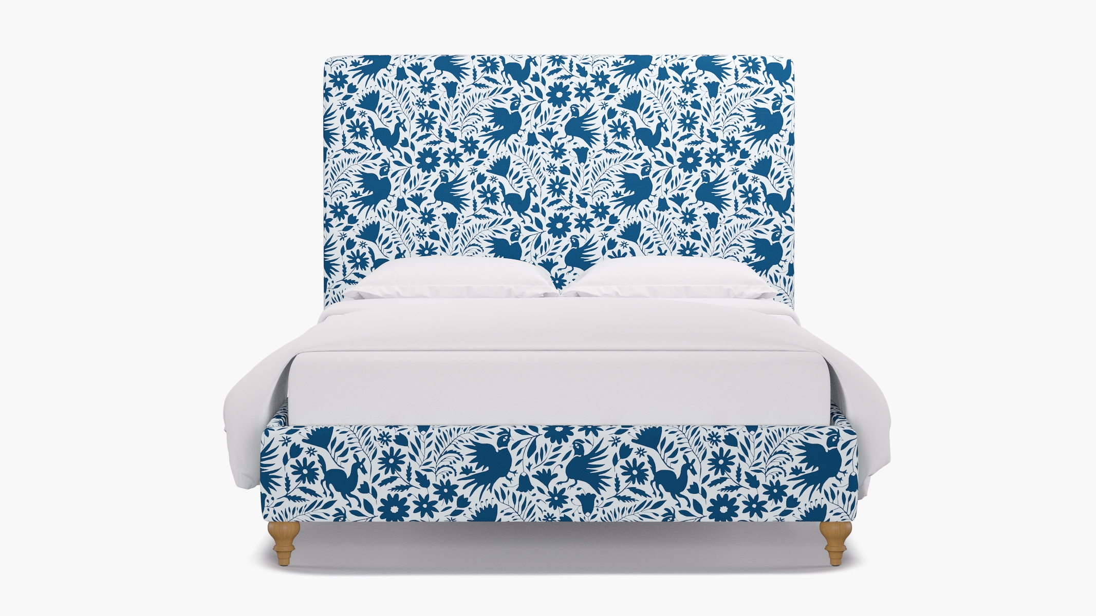 Classic Bed, Cerulean Frida, Natural Traditional Turned Leg, Queen - Image 0