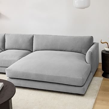 Haven 127" Right Multi Seat Double Wide Chaise Sectional, Standard Depth, Yarn Dyed Linen Weave, Frost Gray - Image 2