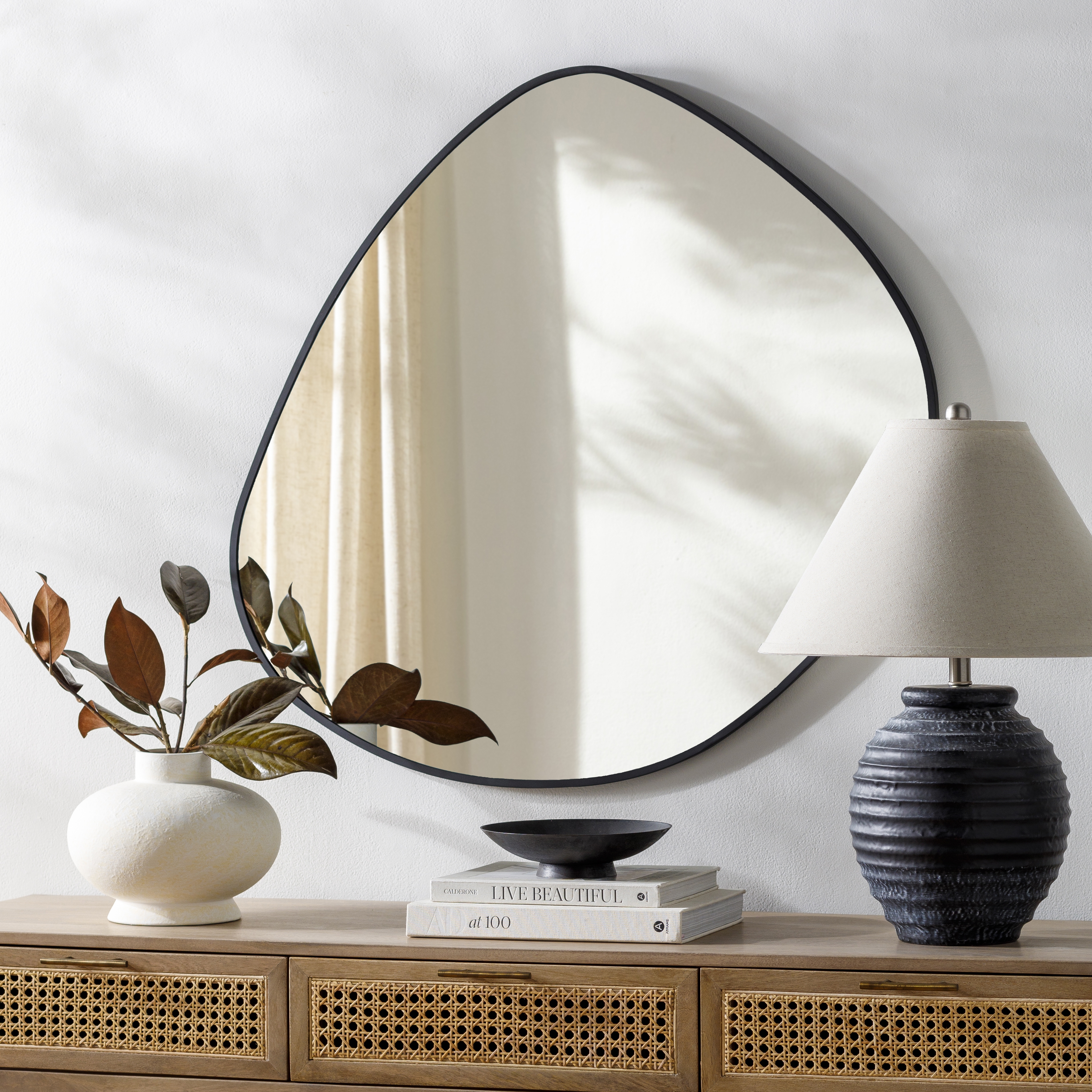 Pebble Black 29"H x 28"W x 1"D Accent Mirror - Image 1