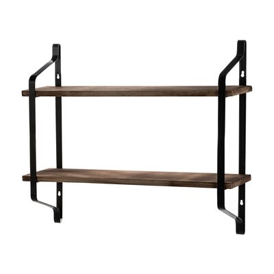 2 Tiers Floating Shelves Wall Mounted Industrial Wall Shelves For Living Room Bedroom Kitchen Entryway Wood Storage Shelf - Image 0