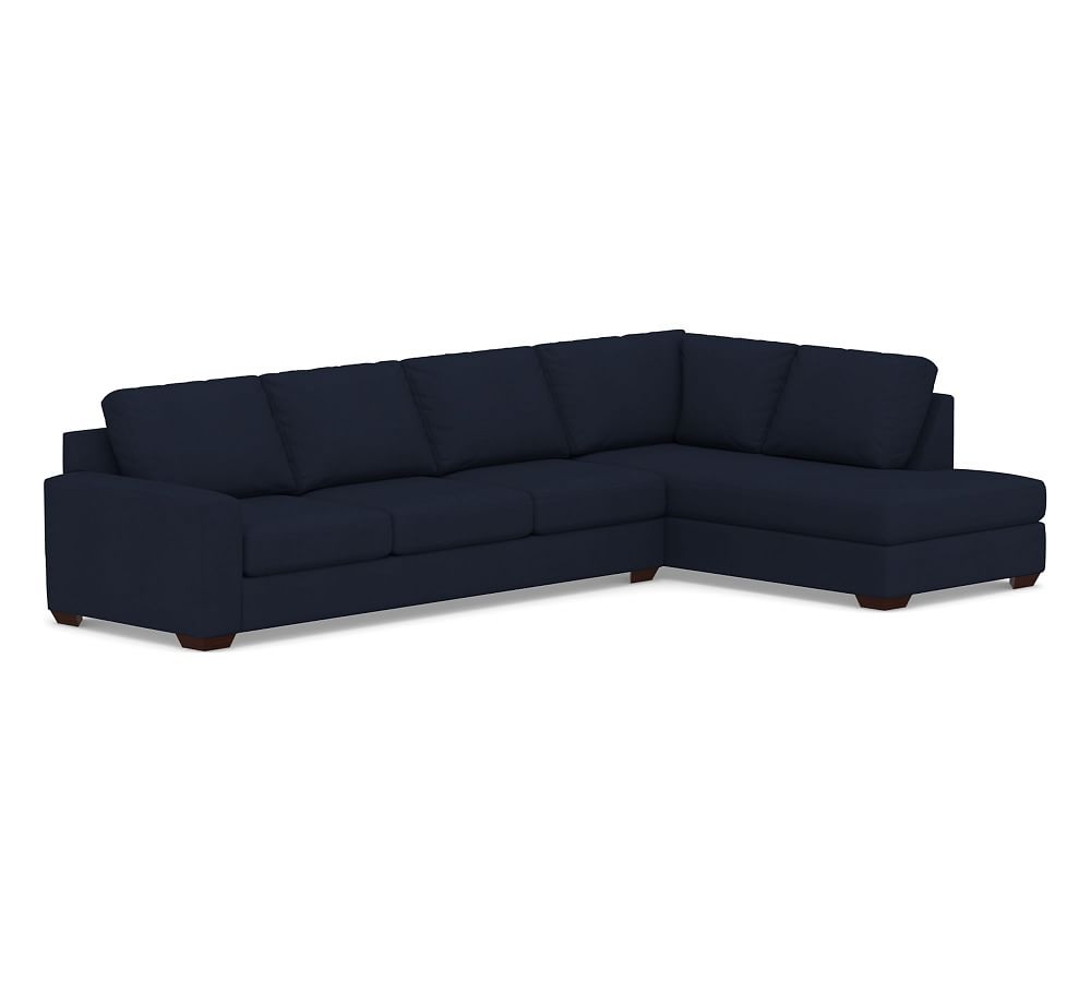 Big Sur Square Arm Upholstered Left Grand Sofa Return Bumper Sectional, Down Blend Wrapped Cushions, Twill Cadet Navy - Image 0
