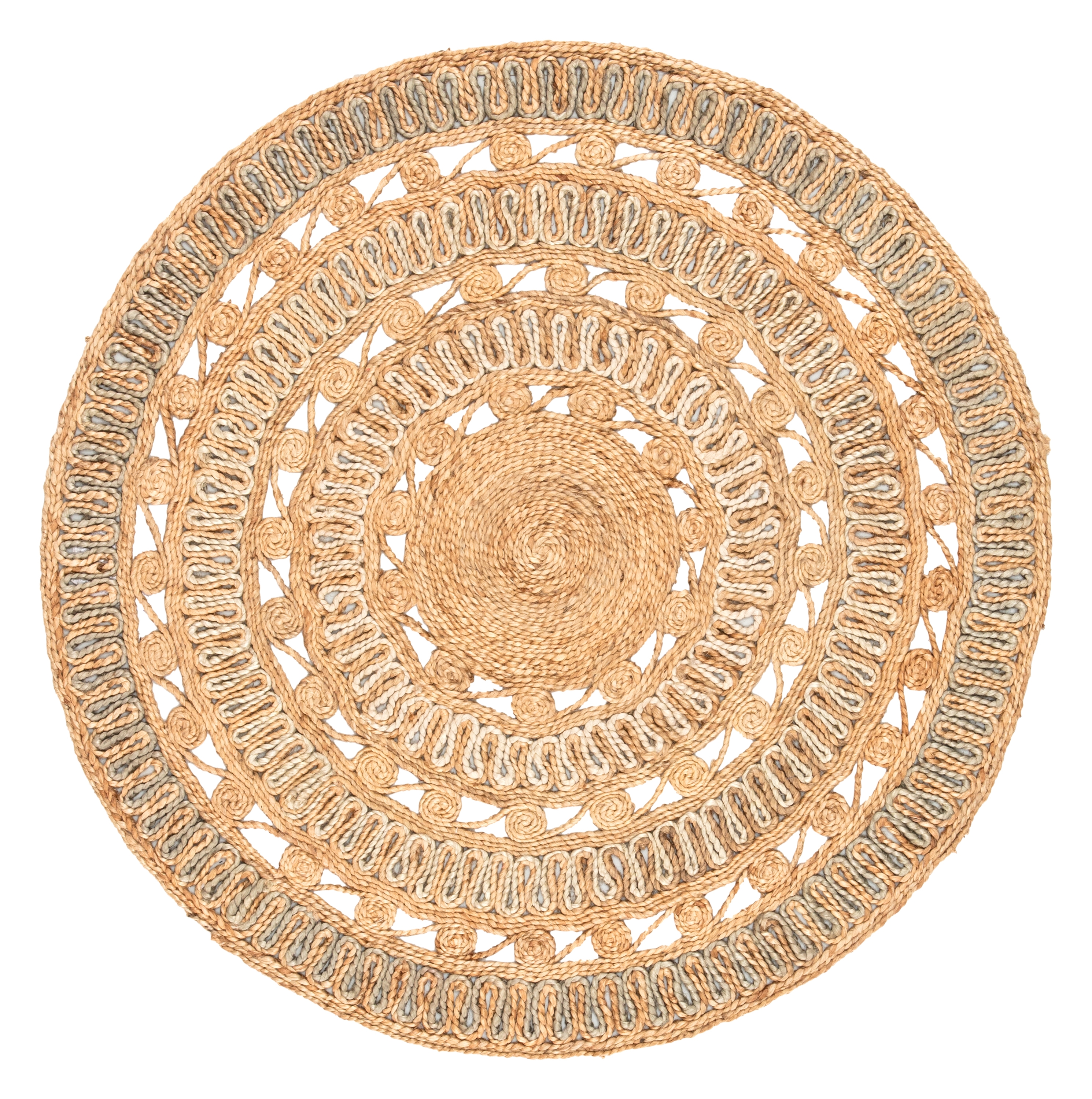 Peony Natural Dots Beige/ Gray Round Area Rug (4'X4') - Image 0