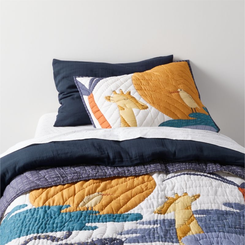 Supersoft Midnight Navy Blue Organic Cotton Gauze Kids Pillow Sham - Image 2